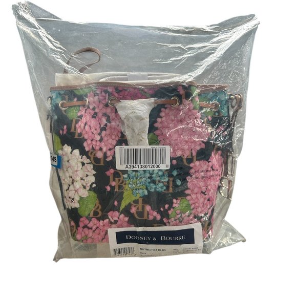 Dooney & Bourke Hydrangea Monogram Collection Drawstring Bag Black - Picture 13 of 16